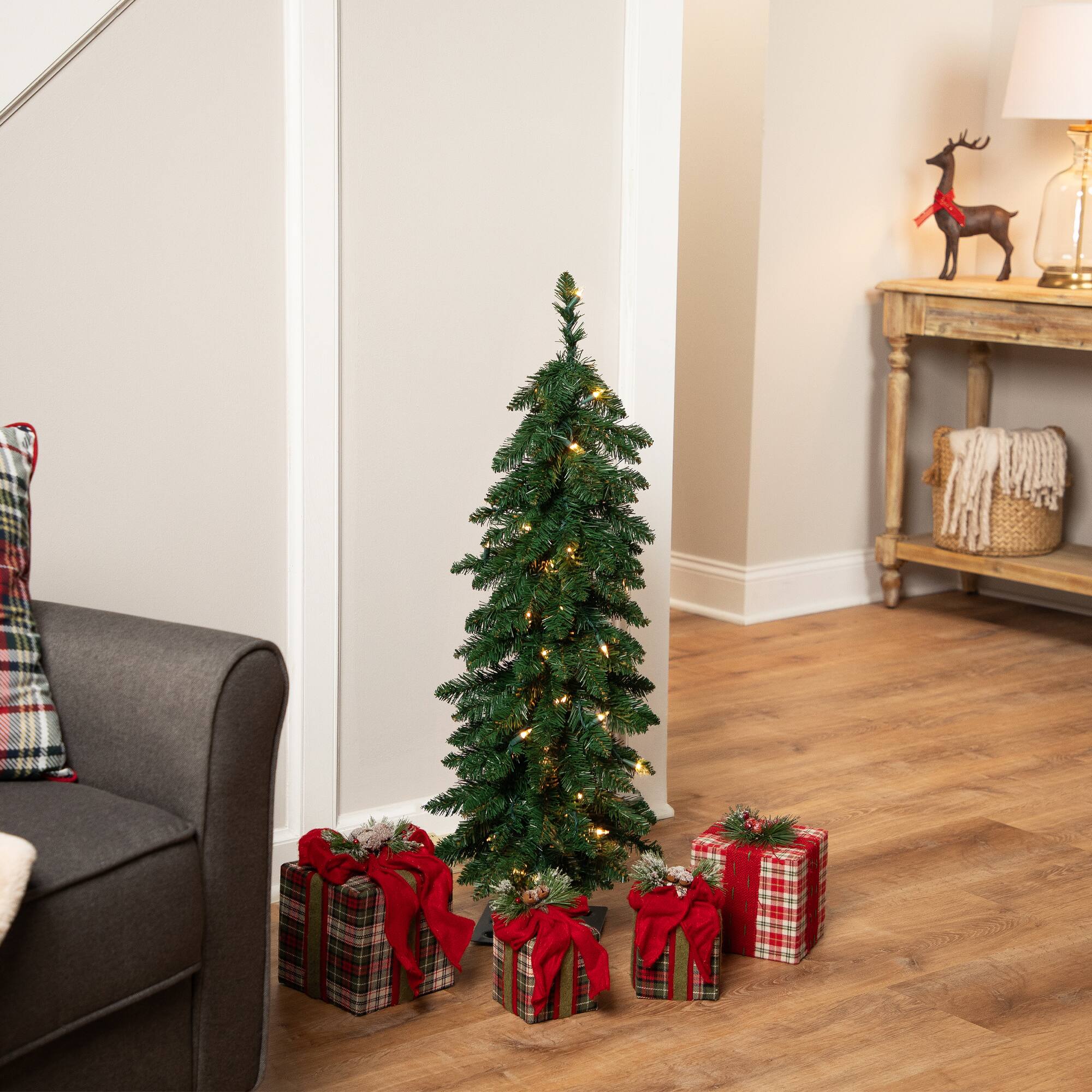 3ft. Pre-Lit Pencil Alpine Artificial Christmas Tree, Clear Lights